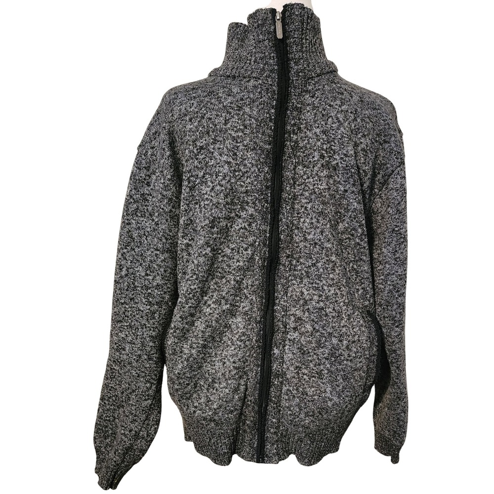 YeoKou Size M Gray Knit Cashmere Wool Blend Full Zip Mock Neck Cardigan FLAWED
